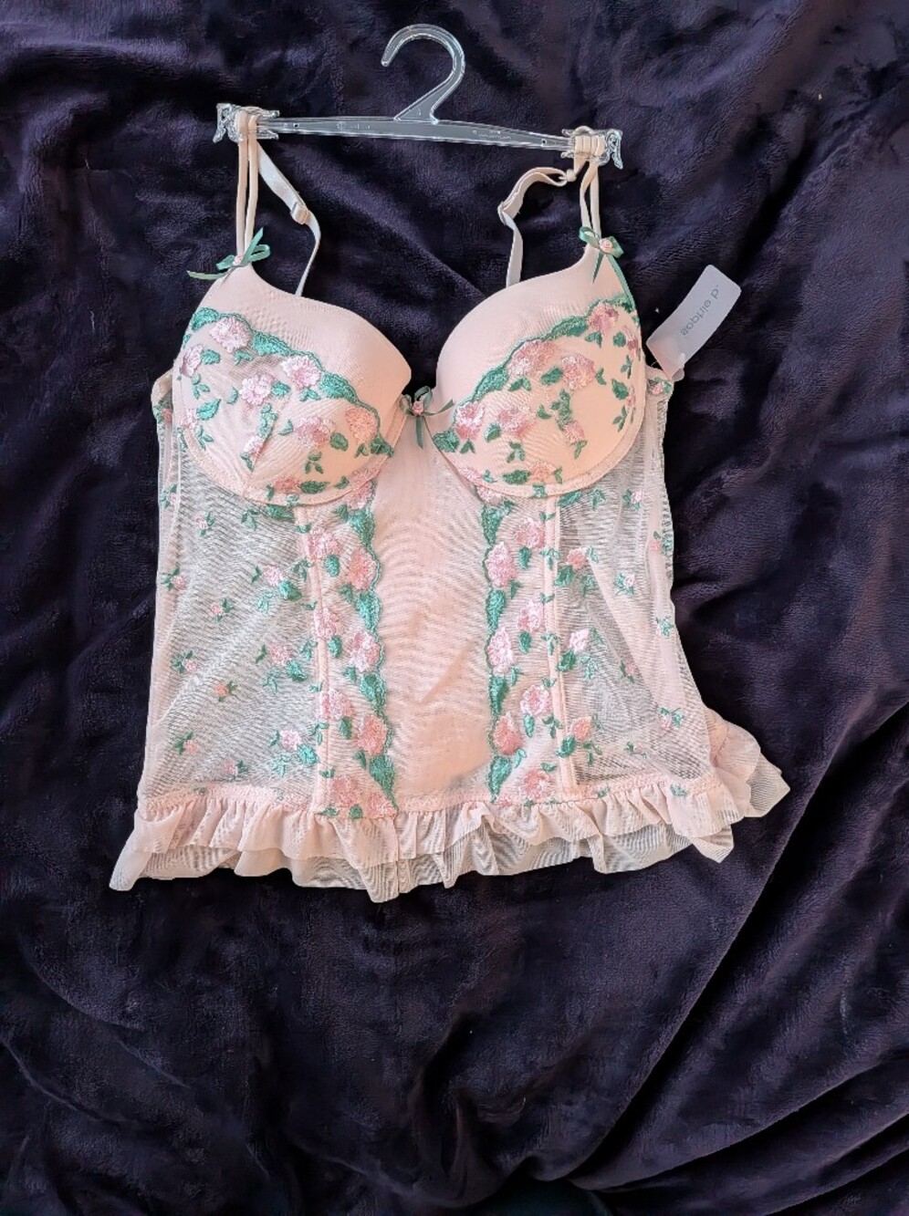sophie b. Pink Floral Embroidered Lace Corset